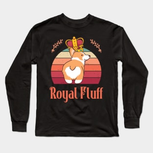 FUUNY VINTAGE SUNSET ROYAL FLUFF CUTE CORGI BUTT Long Sleeve T-Shirt